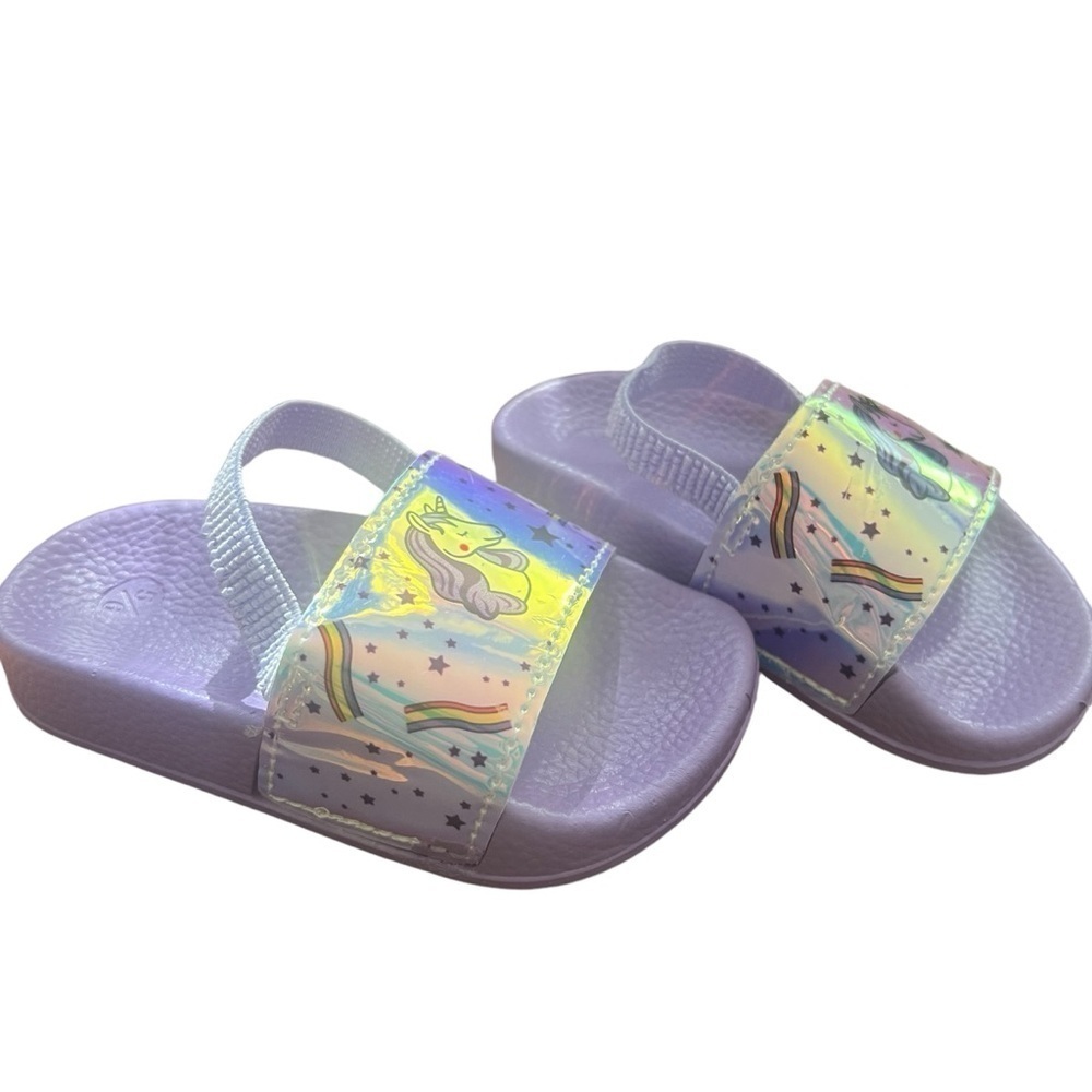 Baby Toddler Girl Unicorn Jelly Thong Flip Flop with Backstrap Size 5/6